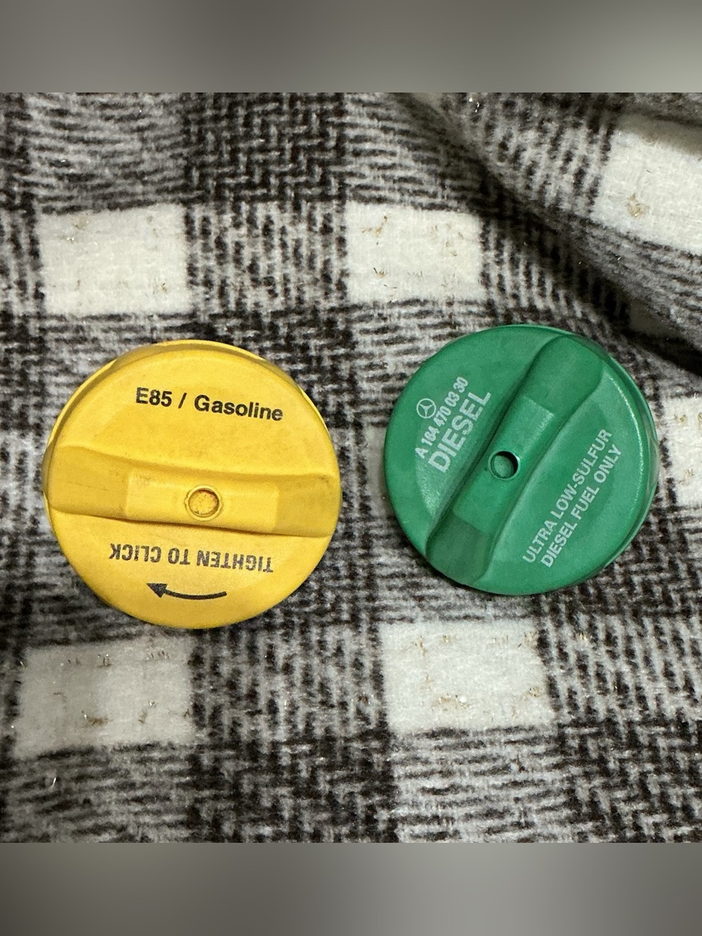 Yellow E85/Gasoline and Green Diesel Fuel Caps - Replacement Caps